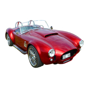 Red vintage convertible sports car on a white background