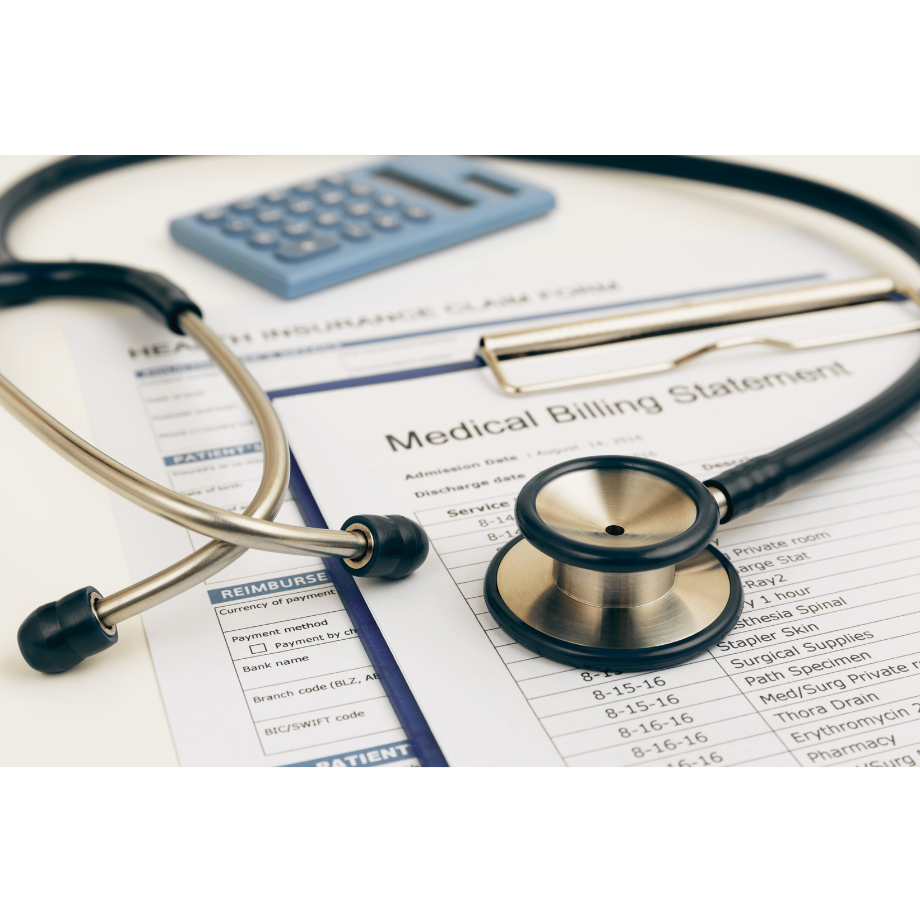 A female doctor is wearing a white coat and a stethoscope around her neck.