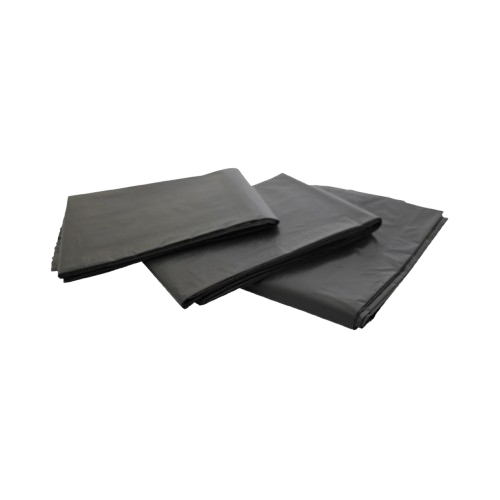 3 piles of folded black bin liners