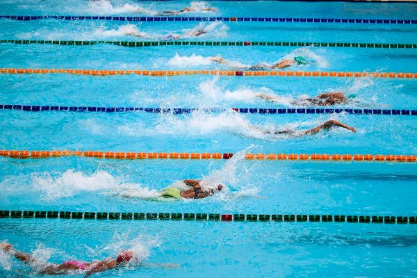 People lane swimming