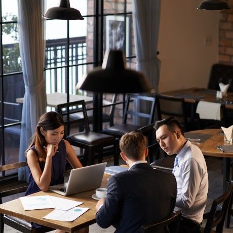 Consultant helping restaurant owners