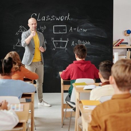 Man giving a class instructions