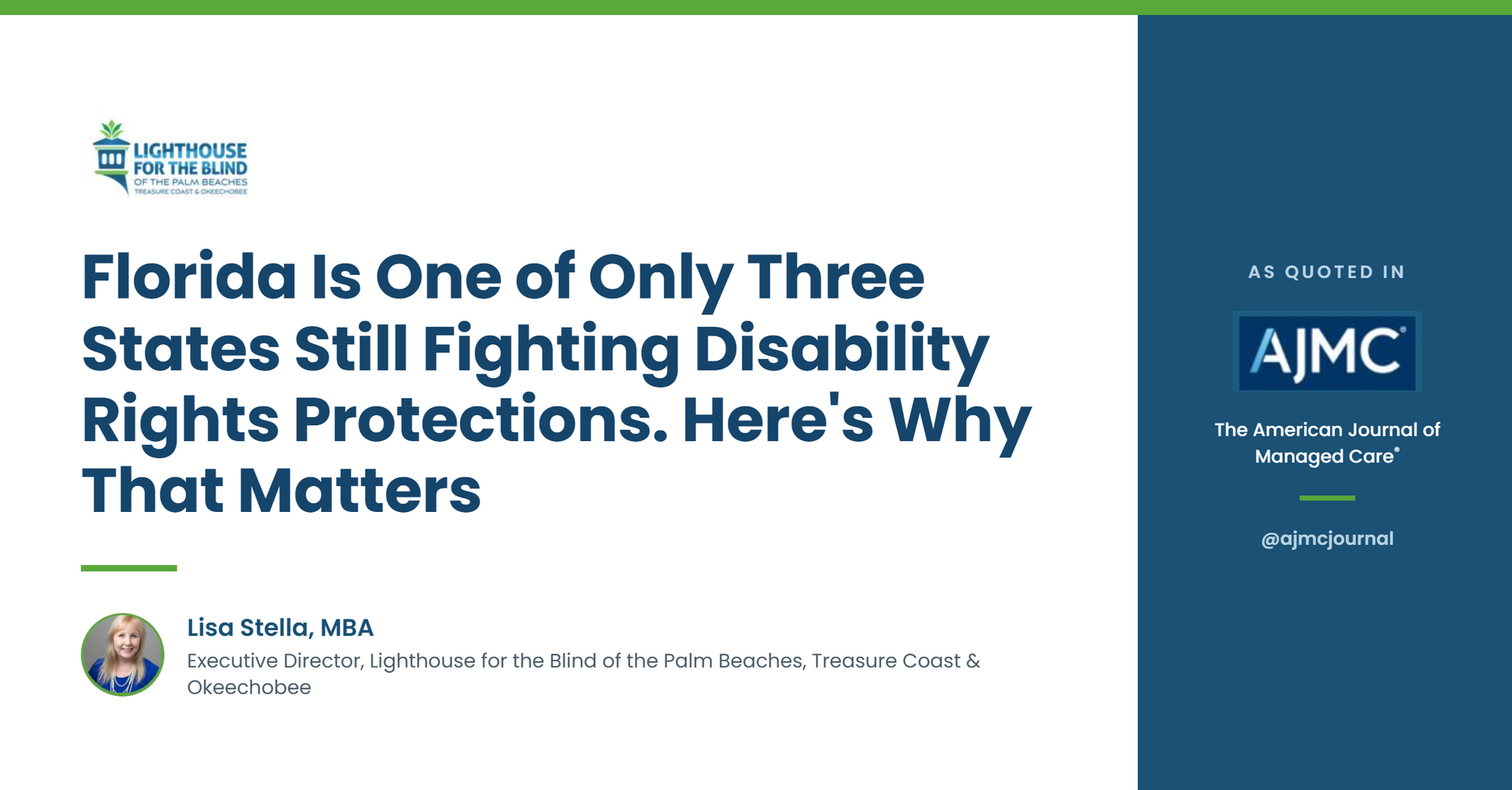 Lisa Stella quoted in AJMC about Florida’s fight over disability rights protections.