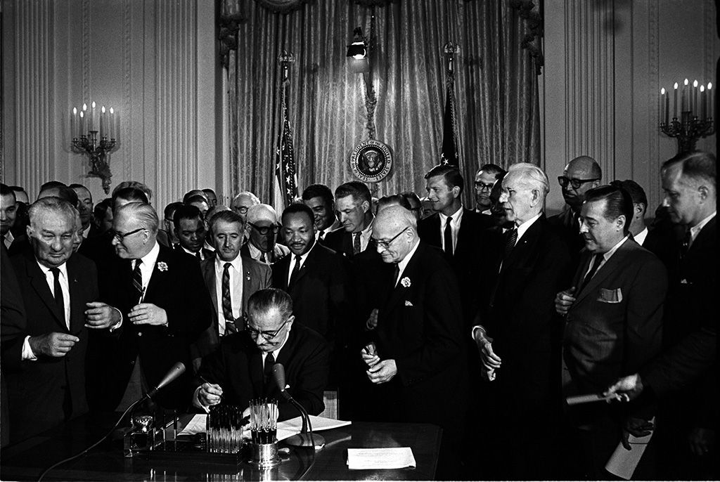 president Lyndon B Johnson signing the proclamation for White Cane Safety Day