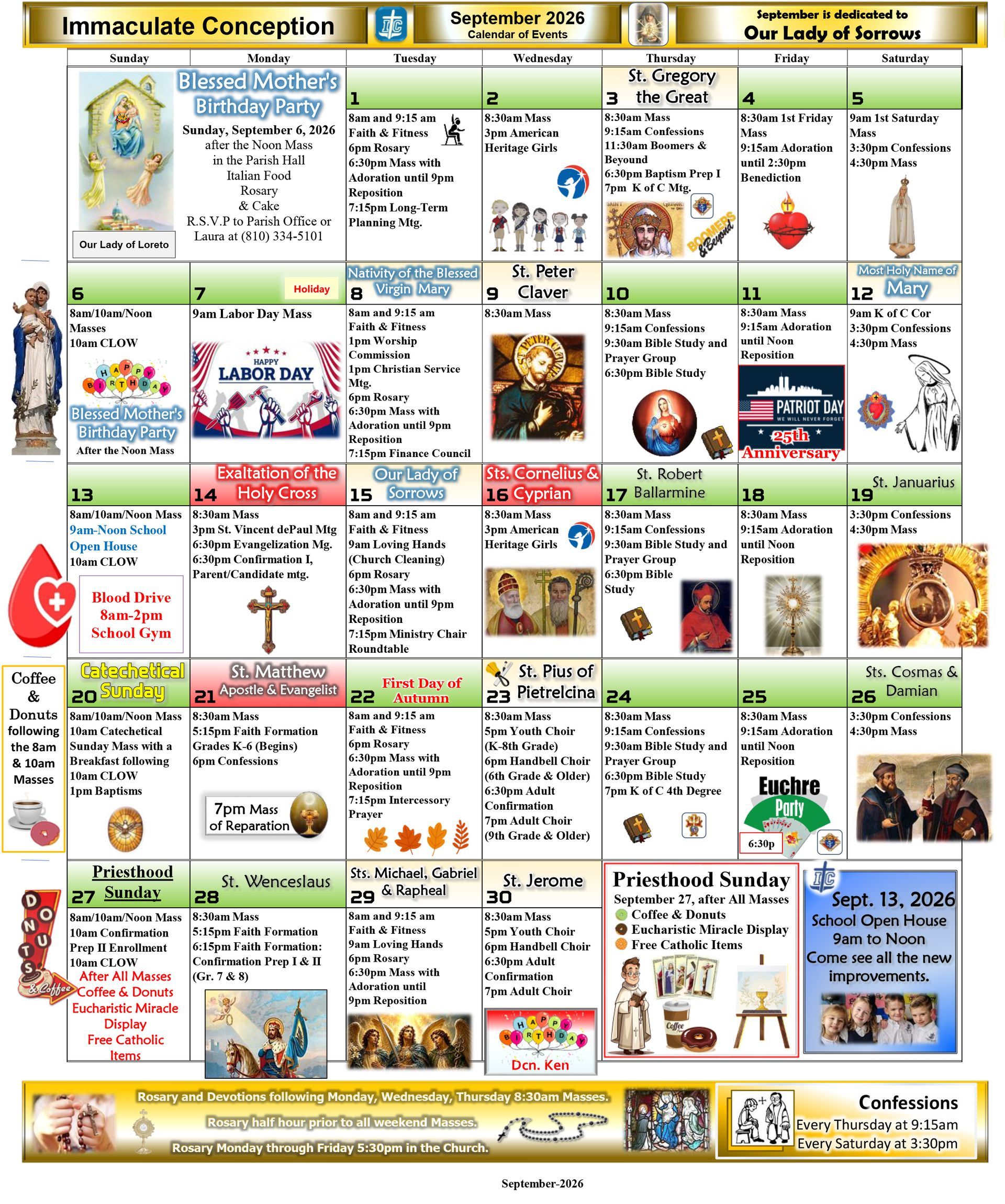 Immaculate Conception Church Calendar