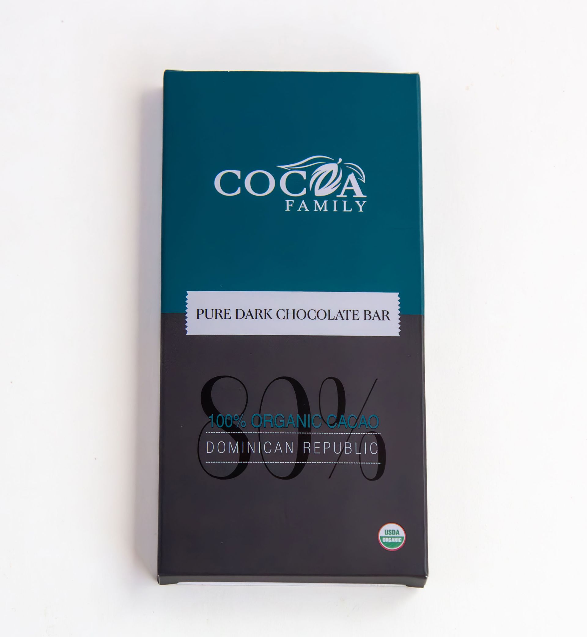A dark chocolate bar from the cocoa family
