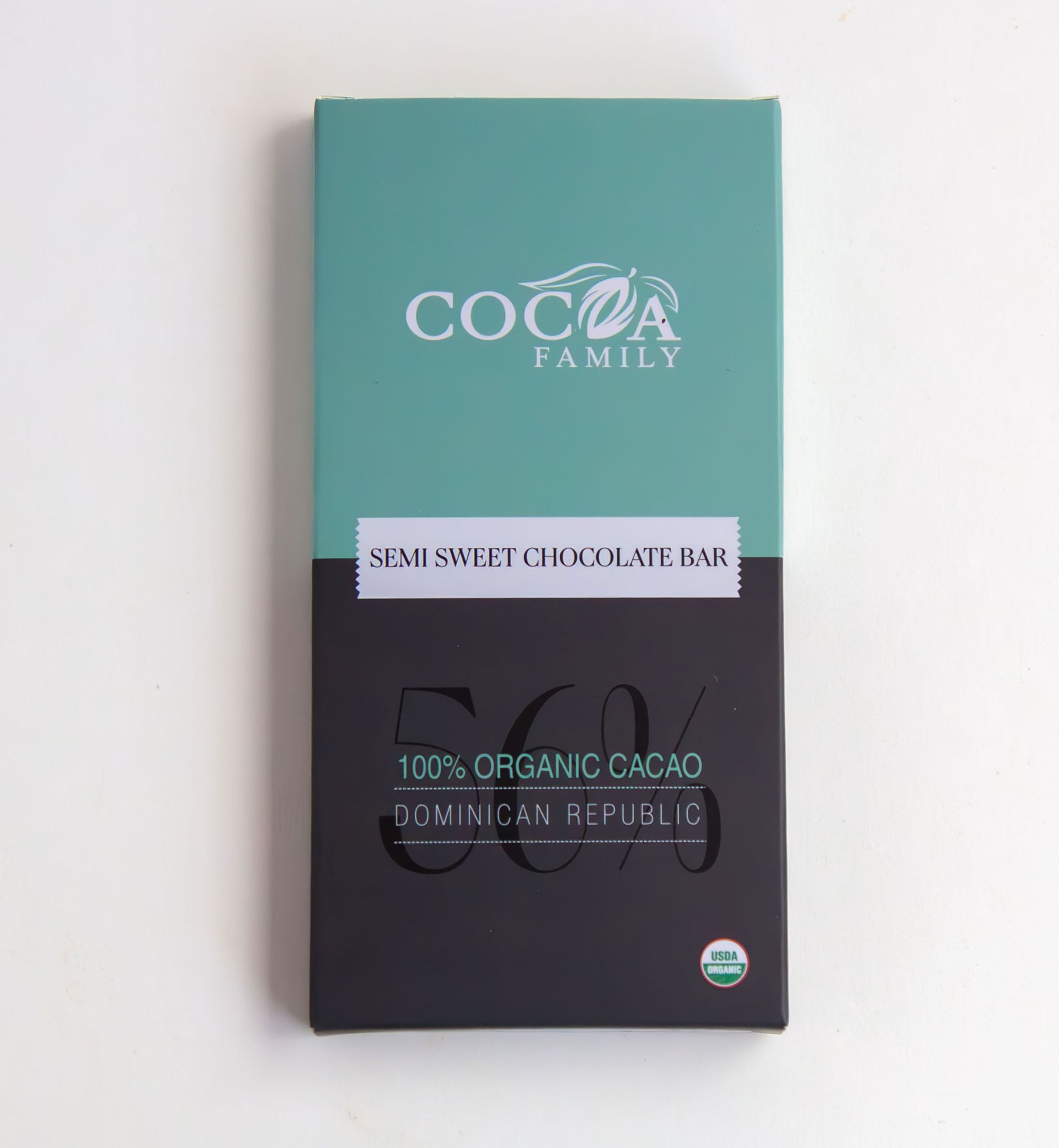 A box of cocoa family 50 % organic cacao