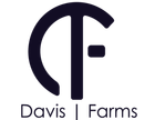 Dark blue logo of Davis Farms: a stylized