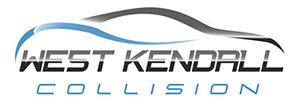 A logo for west kendall collision is shown on a white background.