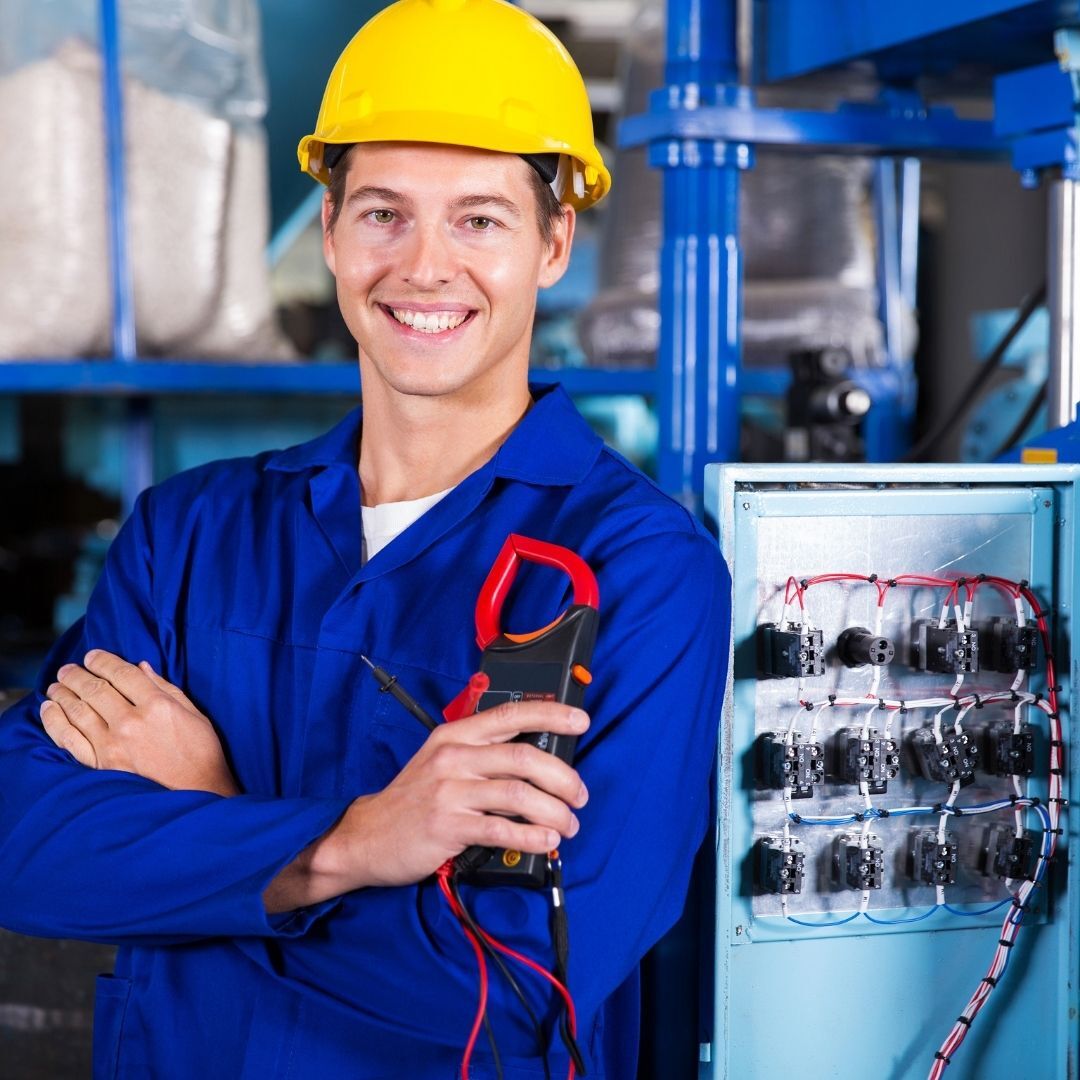 Electrician smiling