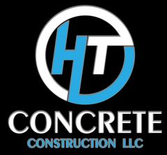 Logo for HT Concrete Construction LLC: Blue and white initials HT inside a circle, with