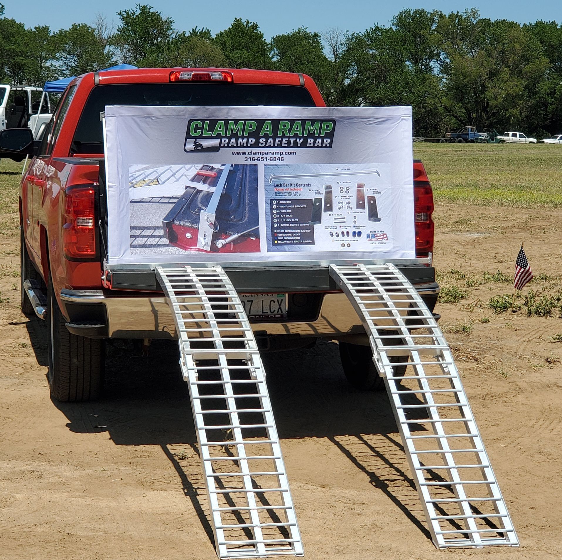 Clamparamp Ramp Safety Lock Bar Kit & 7’4” Aluminum arched folding ramps with welded brackets