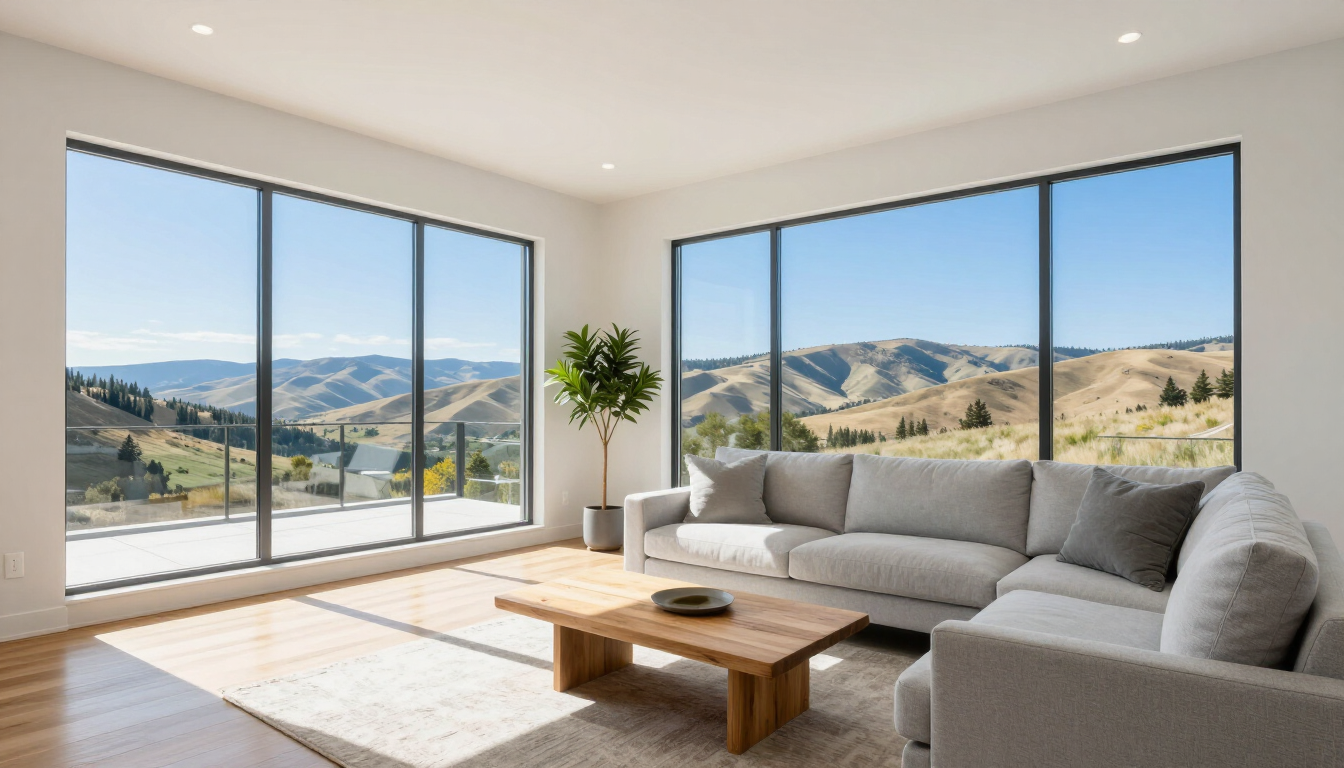 Clear window with Boise landscape