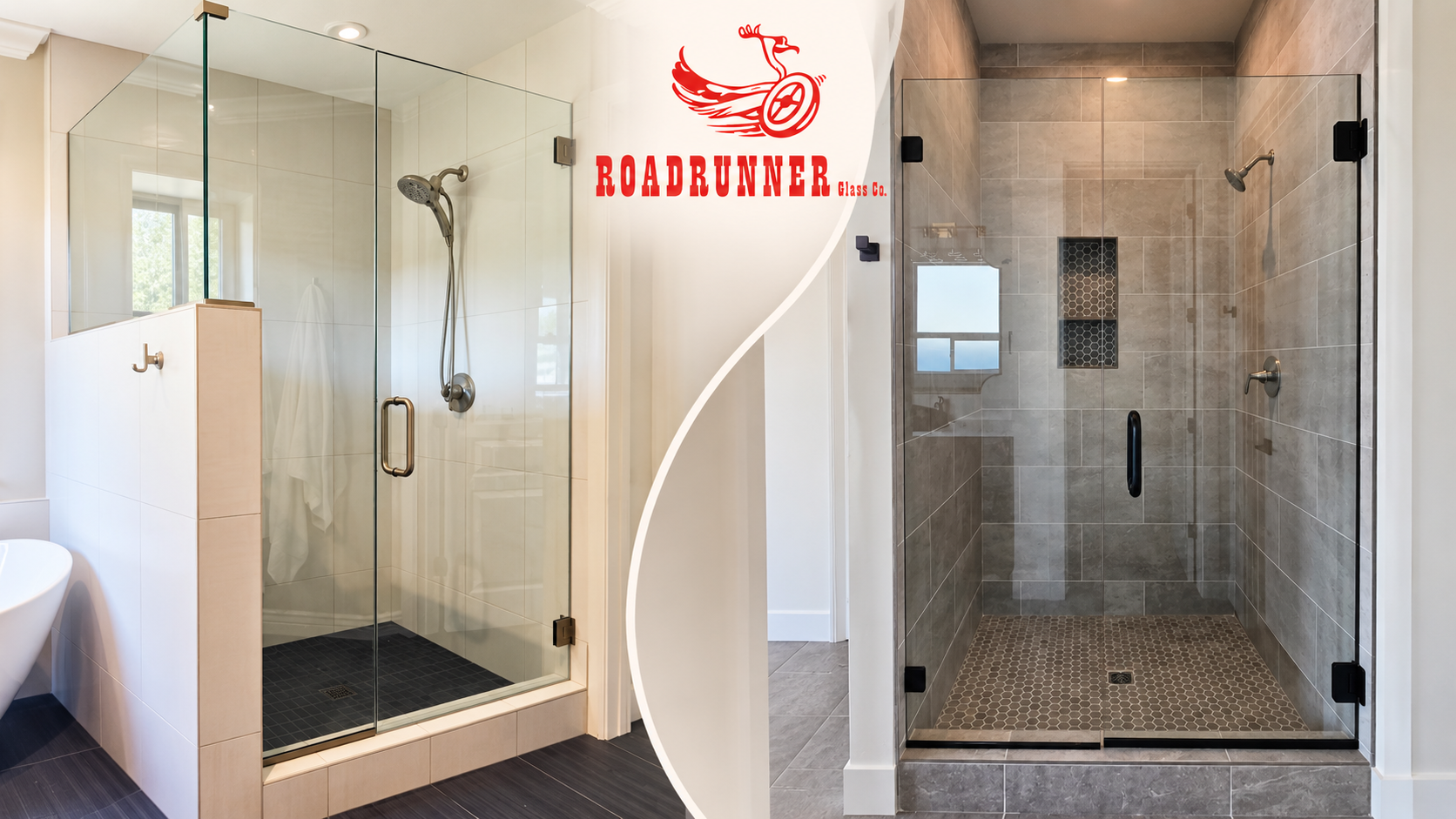 Modern bathroom with glass shower doors, white vanity, and tiled walk-in shower stalls