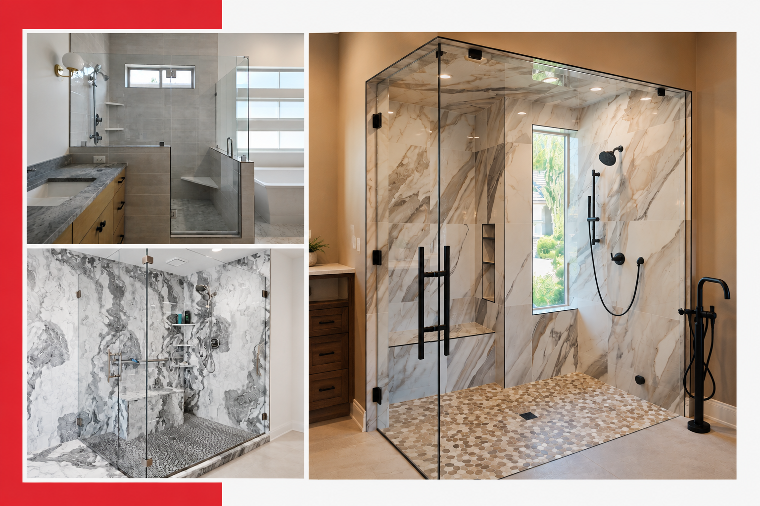 Beautiful frameless showers installed by Roadrunner Glass Company in Meridian, ID