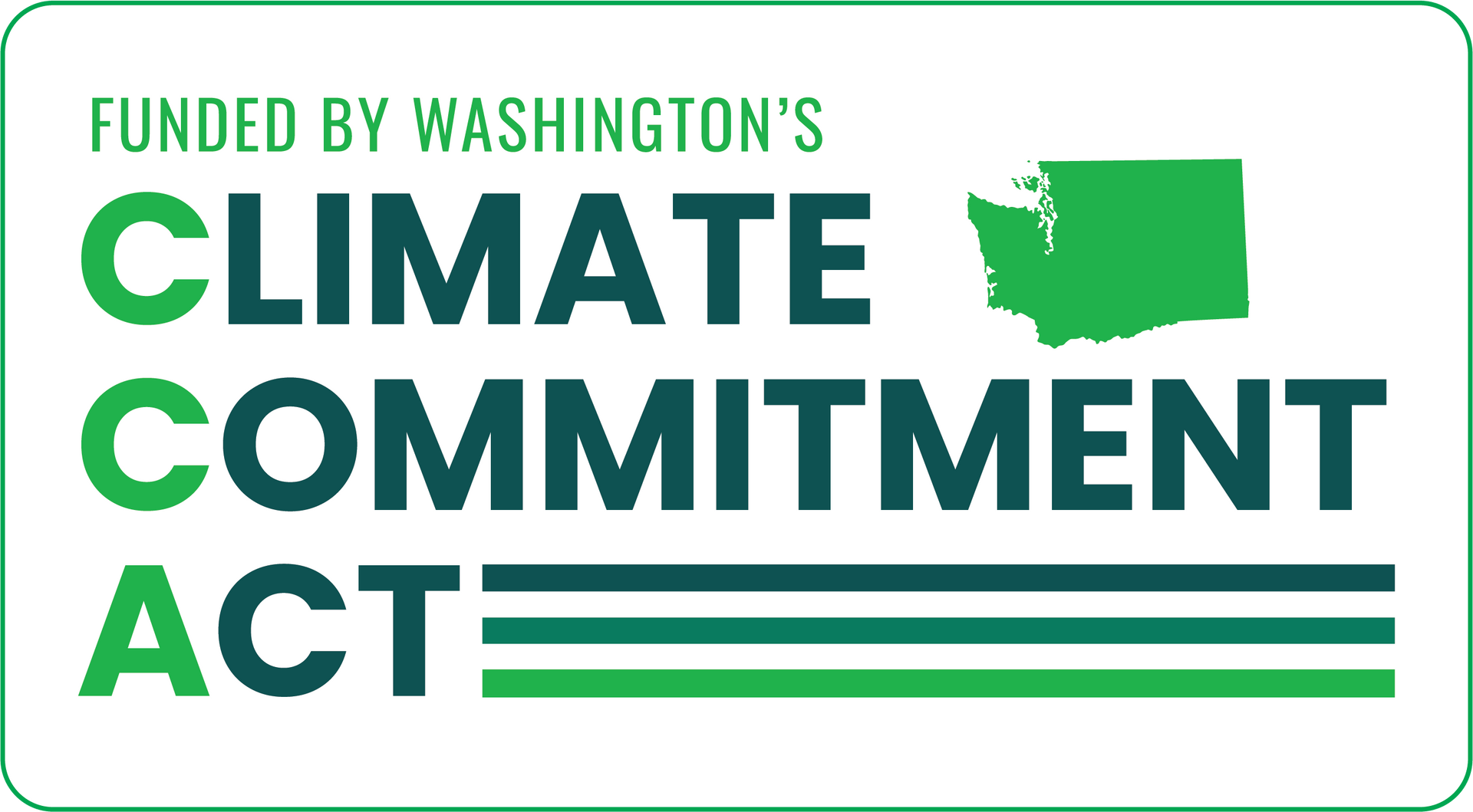 The climate commitment act logo is funded by washington 's climate commitment act.
