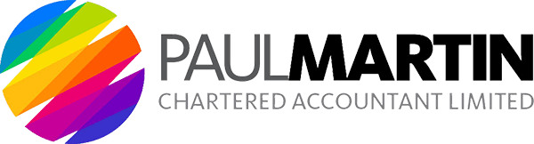 Logo for Paul Martin, Chartered Accountant Limited, with a colorful circular graphic and text.