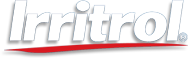Irritrol logo, white text with shadow, red curved underline.