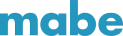 Texto azul con el logotipo “mabe” sobre un fondo blanco.