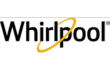 Logotipo de Whirlpool en negro con una franja amarilla alrededor de las letras "r" y "p".