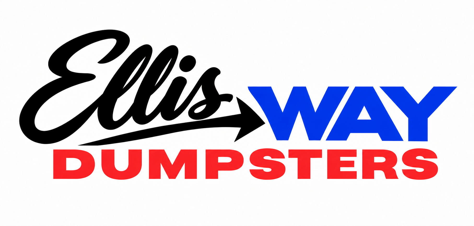 Ellis Way Dumpsters logo with black script, blue “WAY,” and red “DUMPSTERS” text