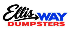 Ellis Way Dumpsters logo in black, blue, and red text