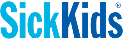 A blue and white logo for sick kids