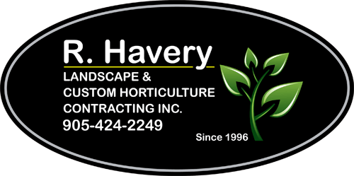 A logo for r. havery landscape and custom horticulture contracting inc.