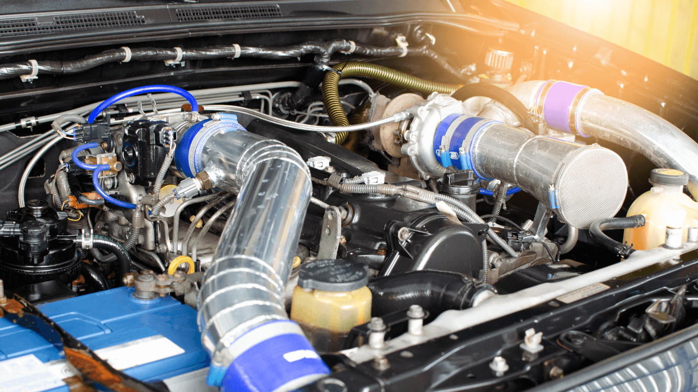 under the hood of a vehicle