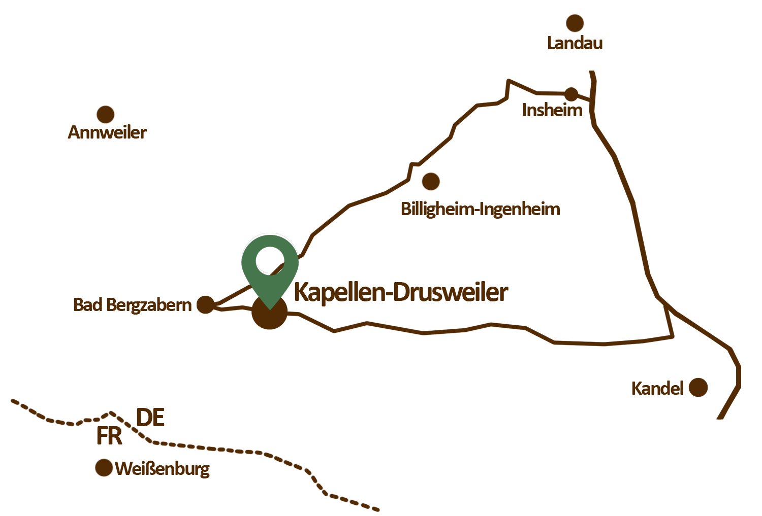 Anfahrtskizze nach Kapellen-Drusweiler