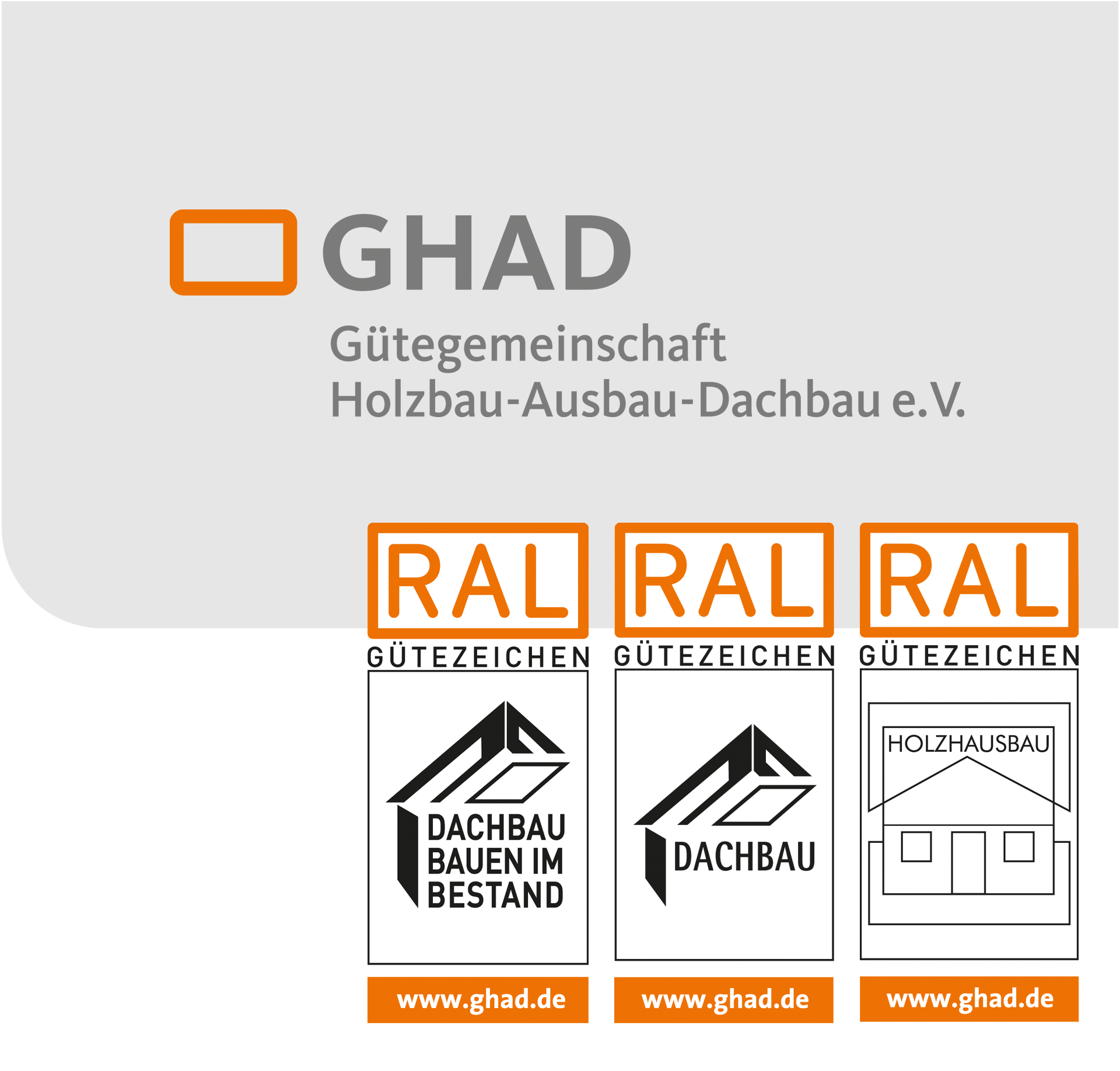 Verschiedene Gütesiegel der Gütegemeinschaft Holzbau-Ausbau-Dachbau e.V.