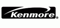 Kenmore logo with white text on a black background and a curved white line above.