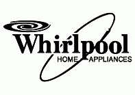 Whirlpool logo: Black swirling spiral icon with the brand name and 
