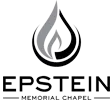 Epstein Memorial Chapel logo with a black flame icon and bold black text on a white background