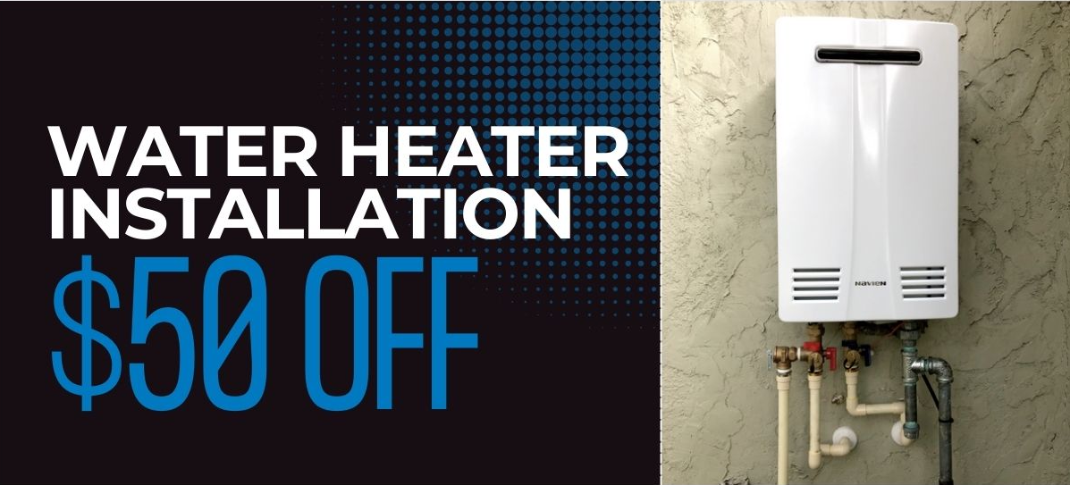 A water heater is being installed for $ 50 off