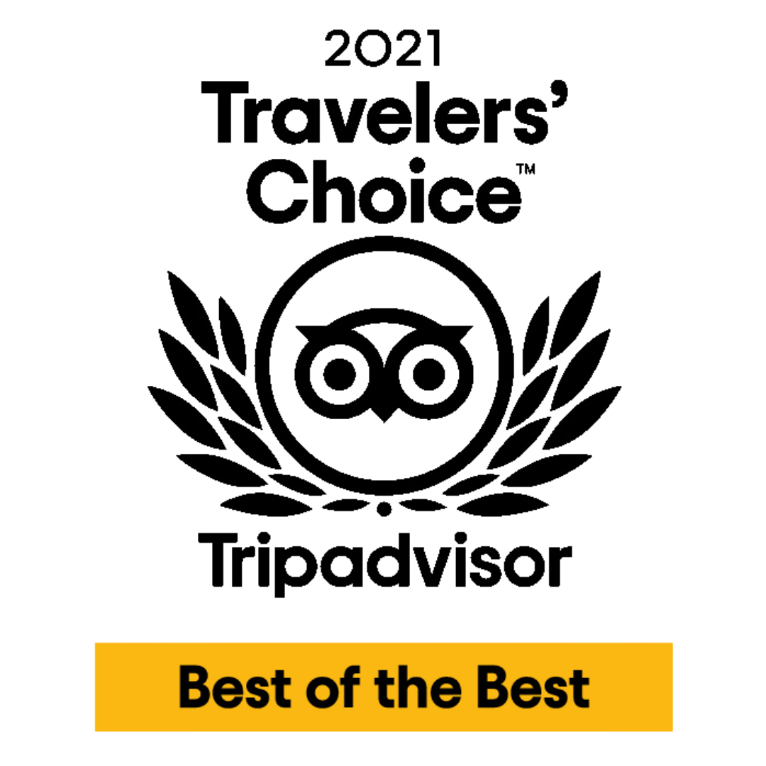 2021 Tripadvisor Travelers’ Choice Best of the Best badge in black and gold