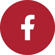 A white f in a red circle on a white background.