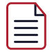 A red and black icon of a sheet of paper with lines on it.