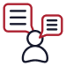 A person with two speech bubbles above their head.