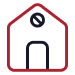A line drawing of a house with a circle in the middle.