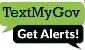 TextMyGov logo with a black “Get Alerts!” button on a green background