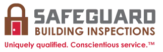 SAFEGUARD Building Inspections logo with a padlock icon and tagline &ldquo;Uniquely qualified. Conscientious service.&rdquo;