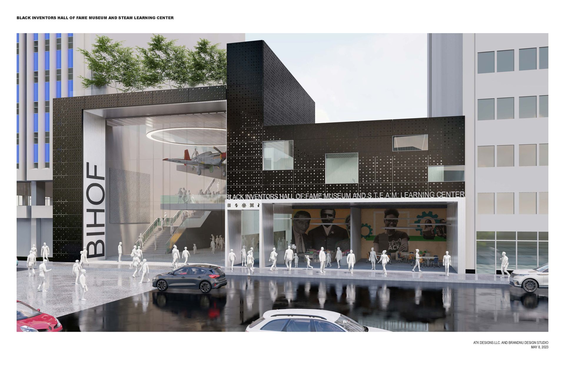 Architectural rendering of a modern building with 