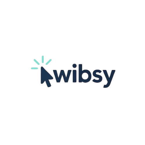 Blue cursor icon pointing at the word "wibsy" in dark blue text.