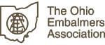 The Ohio Embalmers Association logo with a gold globe and crossed lines beside the organization name