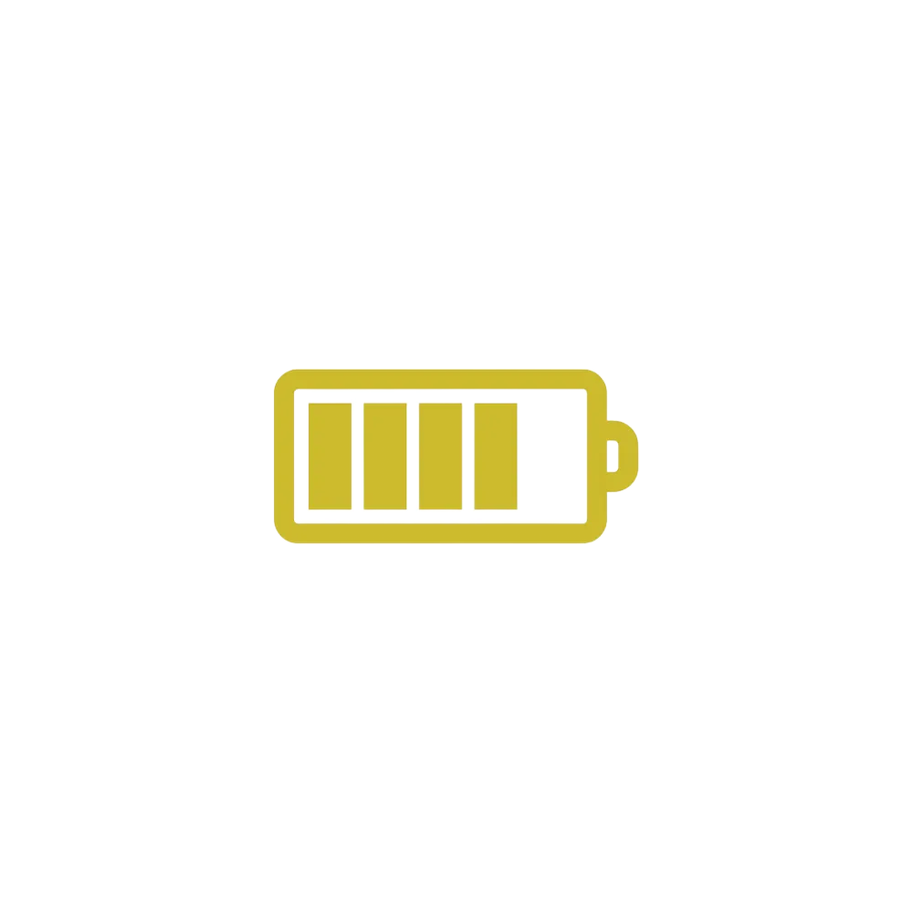 Yellow battery icon with four bars indicating medium charge