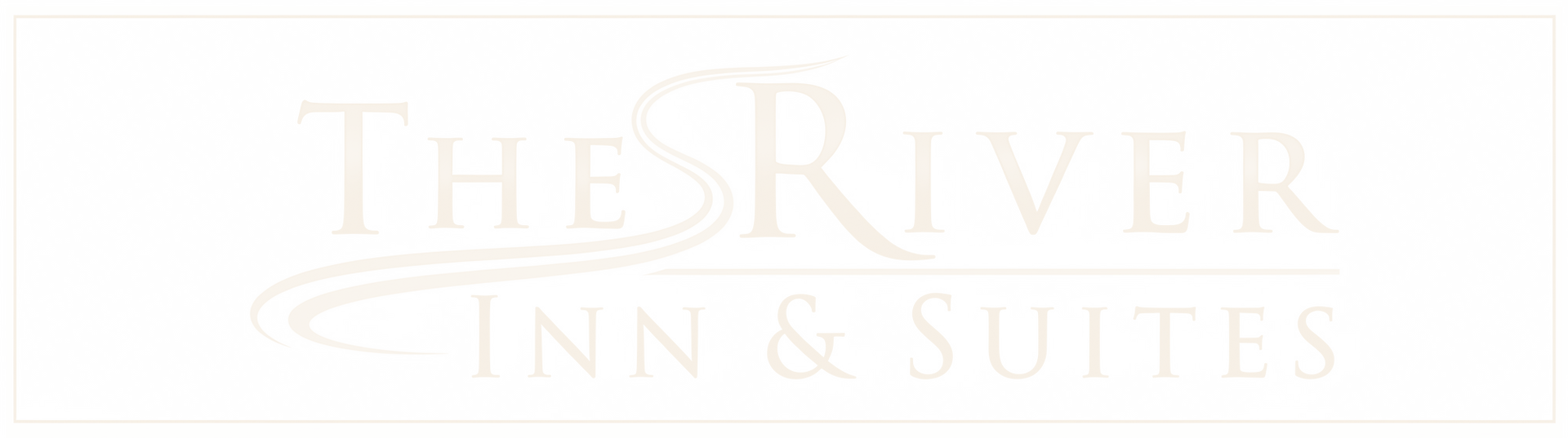 The River Inn & Suites logo in pale gold text on a white background