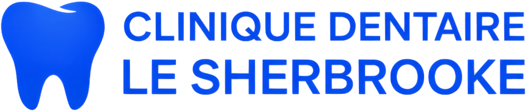 Logo Bluetooth avec le texte « CLINIQUE DENTAIRE LE SHERBROOKE » sur fond blanc