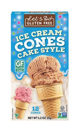 Box of gluten-free ice cream cones labeled 