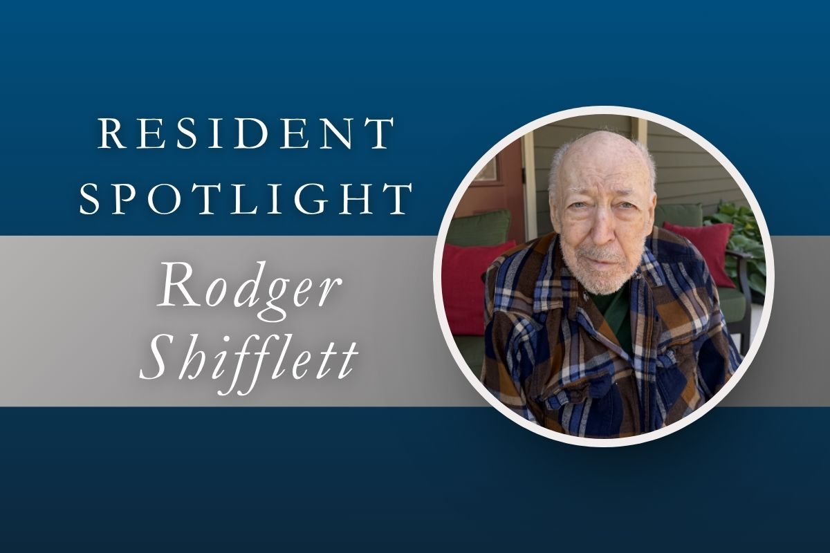 Resident spotlight graphic with a portrait of Rodger Shifflett on a blue background.